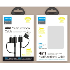 Buy Joyroom 4in1 USB-C/USB-A - USB-C/Lithtning Cable Quick Charge Power Delivery 3 A 60 W 1,8 m black (S-1830G3) - JYR559 - {ean13} - Home Screen Store Europe