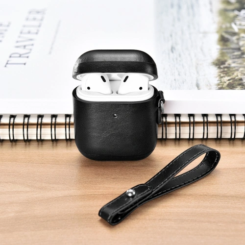 Kup Case iCarer Leder Vintage Apple AirPods 2/1 + schwarzes Band - ICR257 - {ean13} - Sklep Home Screen