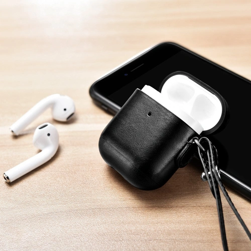 Kup Case iCarer Leder Vintage Apple AirPods 2/1 + schwarzes Band - ICR257 - {ean13} - Sklep Home Screen