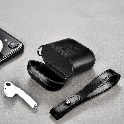 Kup Case iCarer Leder Vintage Apple AirPods 2/1 + schwarzes Band - ICR257 - {ean13} - Sklep Home Screen