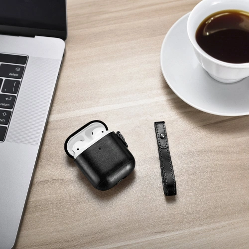 Kup Case iCarer Leder Vintage Apple AirPods 2/1 + schwarzes Band - ICR257 - {ean13} - Sklep Home Screen