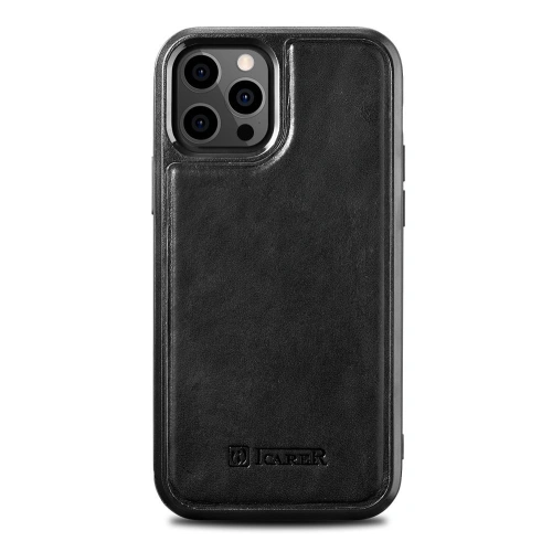 Kup Case iCarer Leder Öl Wachs Apple iPhone 12 Pro Max schwarz - ICR258 - {ean13} - Sklep Home Screen