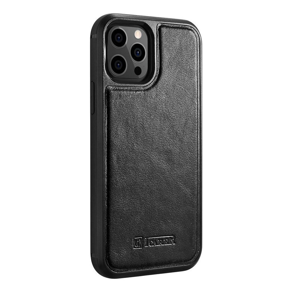Etui iCarer Leather Oil Wax Apple iPhone 12 Pro Max czarny