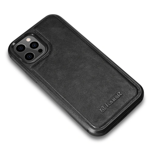 Kup Case iCarer Leder Öl Wachs Apple iPhone 12 Pro Max schwarz - ICR258 - {ean13} - Sklep Home Screen