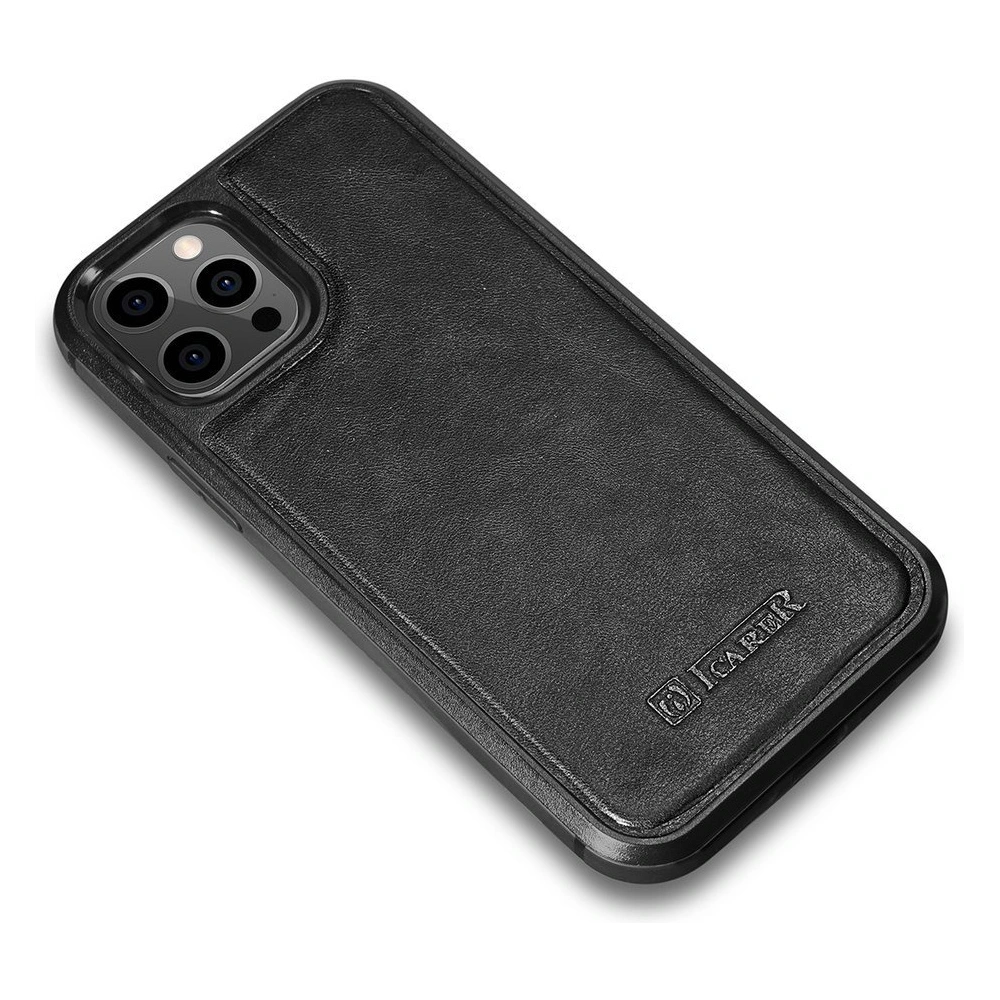Etui iCarer Leather Oil Wax Apple iPhone 12 Pro Max czarny