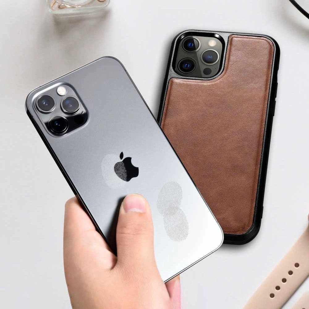 Etui iCarer Leather Oil Wax Apple iPhone 12/12 Pro brązowy