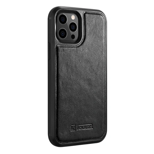 Kup Etui iCarer din piele cu ceară de ulei Apple iPhone 12/12 Pro negru - ICR260 - {ean13} - Sklep Home Screen