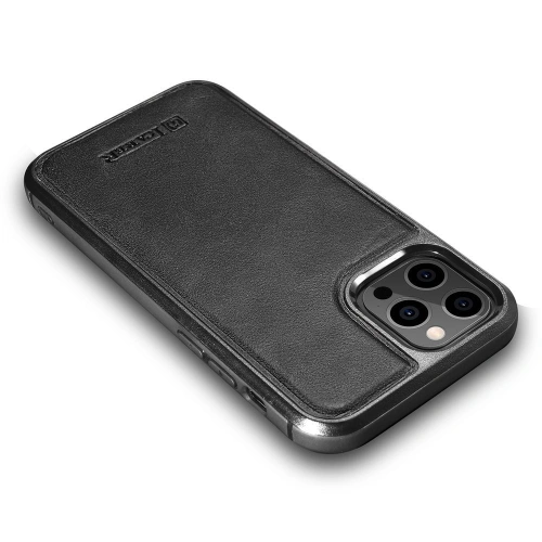 Kup Case iCarer Leder Öl Wachs Apple iPhone 12/12 Pro schwarz - ICR260 - {ean13} - Sklep Home Screen
