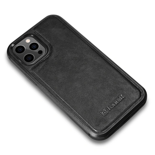 Kup Case iCarer Leder Öl Wachs Apple iPhone 12/12 Pro schwarz - ICR260 - {ean13} - Sklep Home Screen