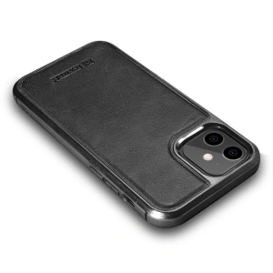 Buy iCarer Leather Oil Wax Apple iPhone 12 mini black - ICR261 - {ean13} - Home Screen Store Europe