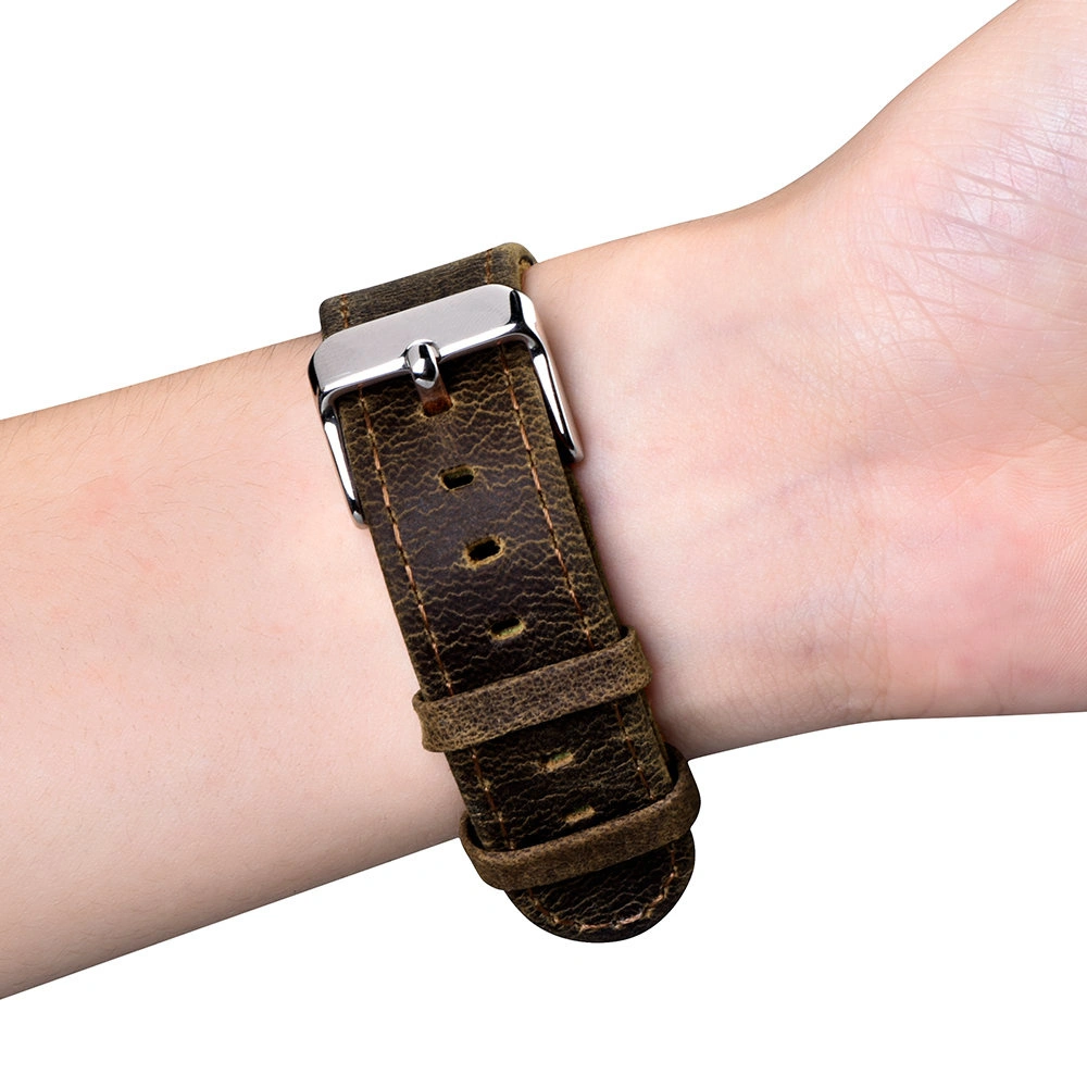 Pasek iCarer Leather Crazy Horse Apple Watch 4/5/6/7/SE/8/9/10 40/41/42mm brązowy