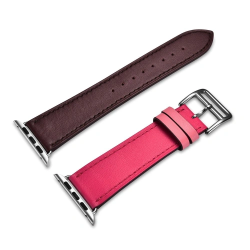 Kup Pasek iCarer din piele Apple Watch 4/5/6/7/SE/8/9/Ultra 44/45/49mm roz-brună. - ICR265 - {ean13} - Sklep Home Screen