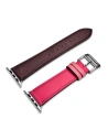 Pasek iCarer din piele Apple Watch 4/5/6/7/SE/8/9/Ultra 44/45/49mm roz-brună.
