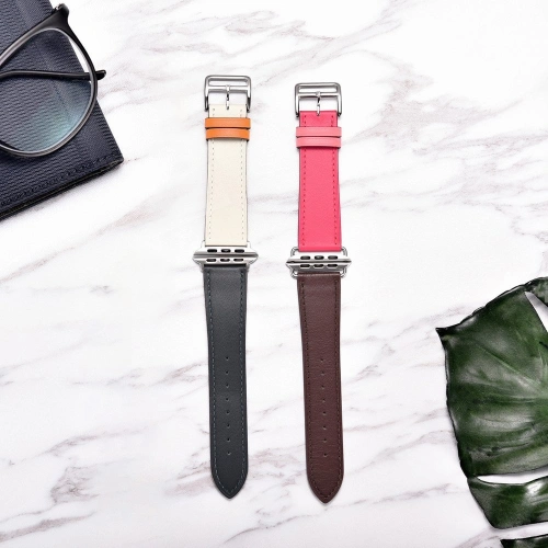 Kup Pasek iCarer din piele Apple Watch 4/5/6/7/SE/8/9/Ultra 44/45/49mm roz-brună. - ICR265 - {ean13} - Sklep Home Screen
