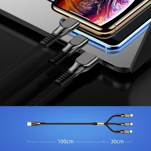 Kup Cablul Joyroom 3w1 USB-A/Lightning - Lightning - USB-C 3,5A 480 Mbps 1,3m negru (S-1335K4) - JYR563 - {ean13} - Sklep Home Screen