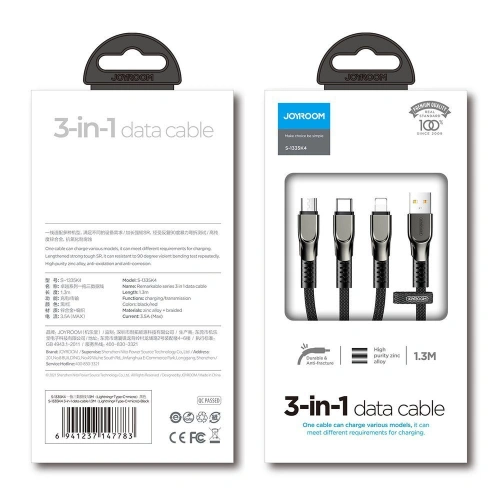 Kup Kabel Joyroom 3w1 USB-A/Lightning - Lightning - USB-C 3,5A 480 Mbps 1,3m schwarz (S-1335K4) - JYR563 - {ean13} - Sklep Home Screen
