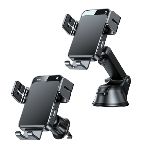 Kup Autohalter mit kabellosem Ladegerät Joyroom Qi 15W für Armaturenbrett/Belüftungsgitter schwarz (JR-ZS219) - JYR564 - {ean13} - Sklep Home Screen