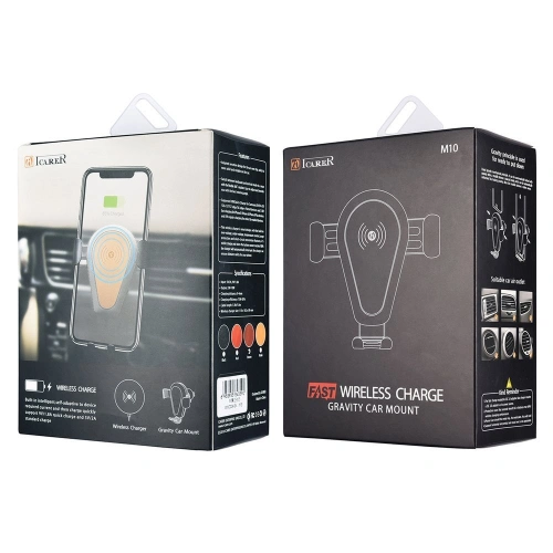 Kup Ușă de mașină cu încărcător wireless iCarer Qi 10W Ventilație aer negru - ICR267 - {ean13} - Sklep Home Screen