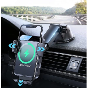 Buy Joyroom Qi 15W automatic car charger holder + wireless charger (dashboard and air vent) black (JR-ZS219) - JYR564 - {ean13} - Home Screen Store Europe