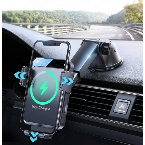 Kup Autohalter mit kabellosem Ladegerät Joyroom Qi 15W für Armaturenbrett/Belüftungsgitter schwarz (JR-ZS219) - JYR564 - {ean13} - Sklep Home Screen