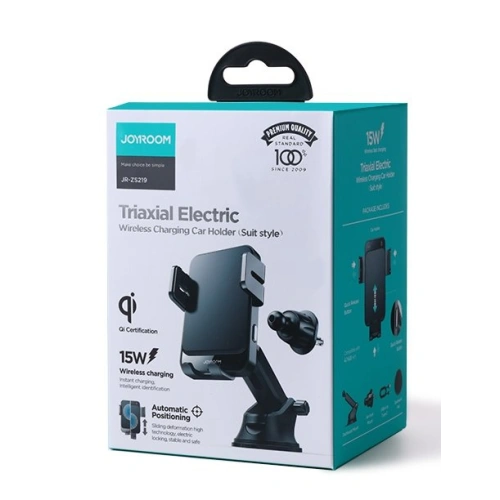 Kup Autohalter mit kabellosem Ladegerät Joyroom Qi 15W für Armaturenbrett/Belüftungsgitter schwarz (JR-ZS219) - JYR564 - {ean13} - Sklep Home Screen