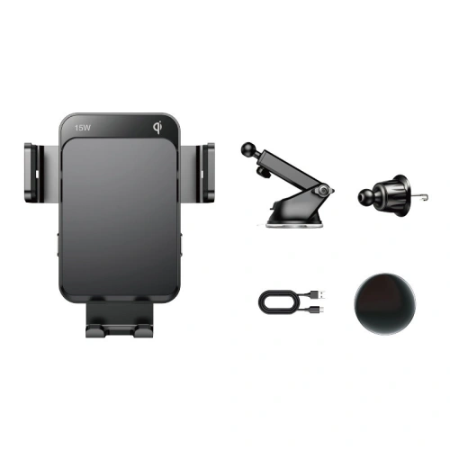 Kup Autohalter mit kabellosem Ladegerät Joyroom Qi 15W für Armaturenbrett/Belüftungsgitter schwarz (JR-ZS219) - JYR564 - {ean13} - Sklep Home Screen