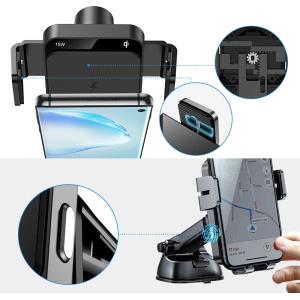 Buy Joyroom Qi 15W automatic car charger holder + wireless charger (dashboard and air vent) black (JR-ZS219) - JYR564 - {ean13} - Home Screen Store Europe