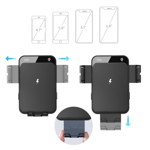 Kup Autohalter mit kabellosem Ladegerät Joyroom Qi 15W für Armaturenbrett/Belüftungsgitter schwarz (JR-ZS219) - JYR564 - {ean13} - Sklep Home Screen