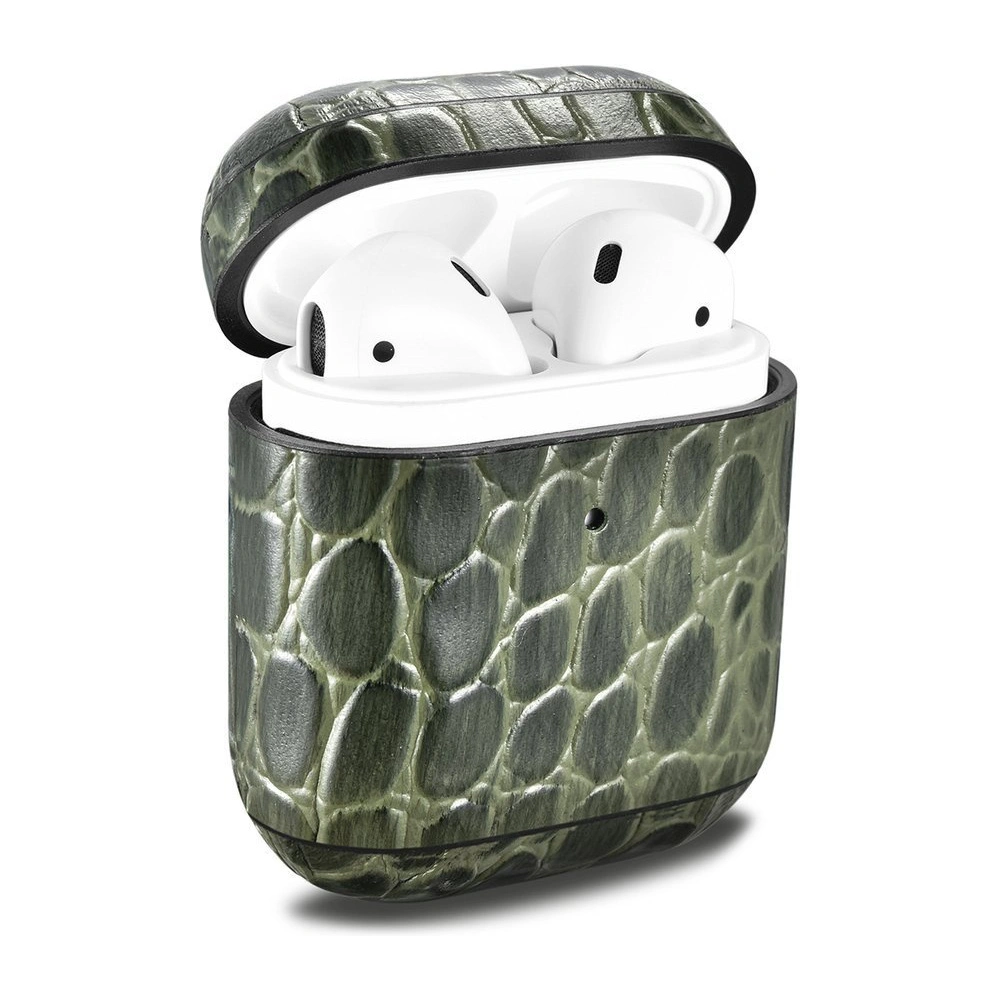 Etui iCarer Leather Crocodile Apple AirPods 2/1 zielony