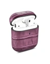 Etui iCarer bőr bambusz Apple AirPods 2/1 lila