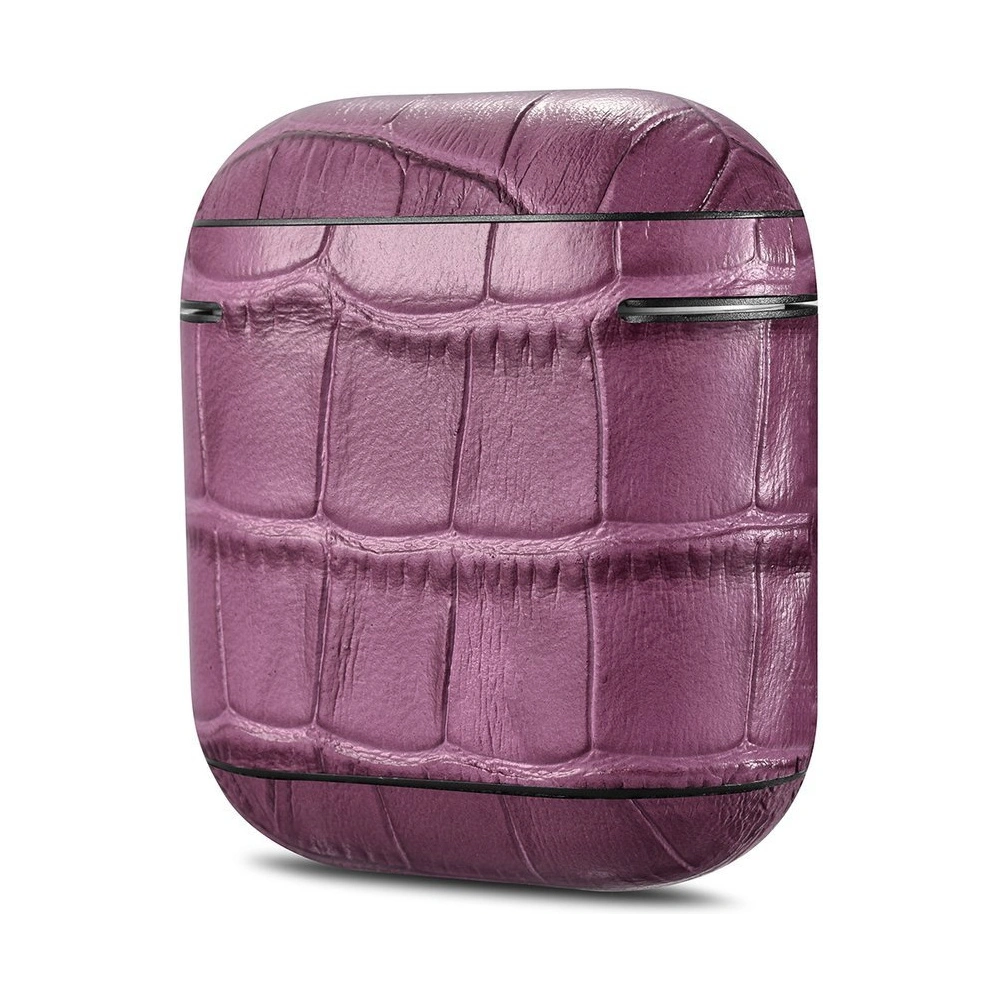 Etui iCarer Leather Bamboo Apple AirPods 2/1 fioletowy