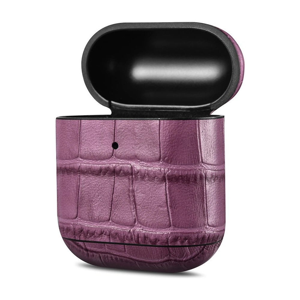 Etui iCarer Leather Bamboo Apple AirPods 2/1 fioletowy