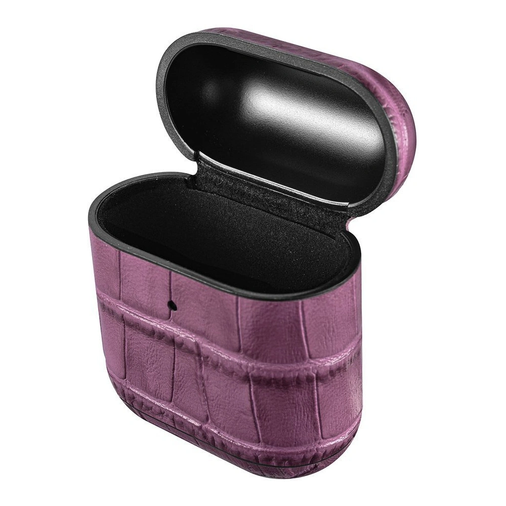 Etui iCarer Leather Bamboo Apple AirPods 2/1 fioletowy
