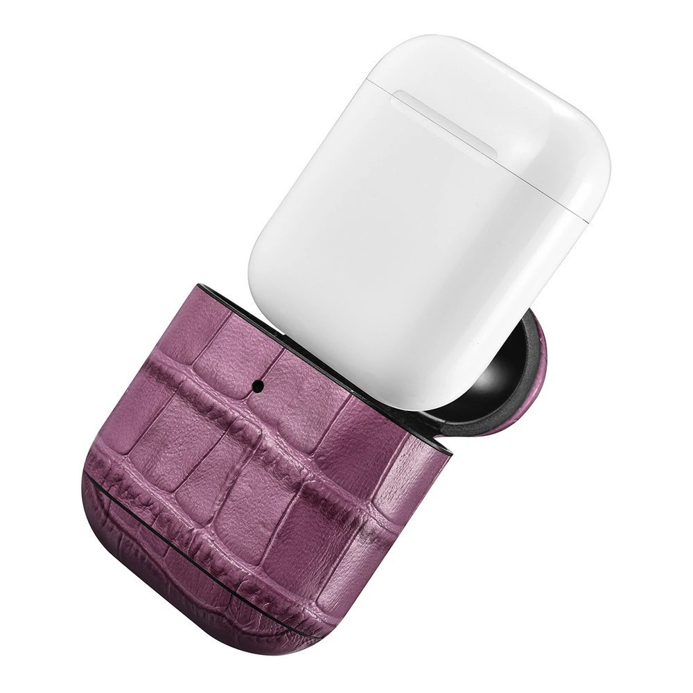 Etui iCarer Leather Bamboo Apple AirPods 2/1 fioletowy