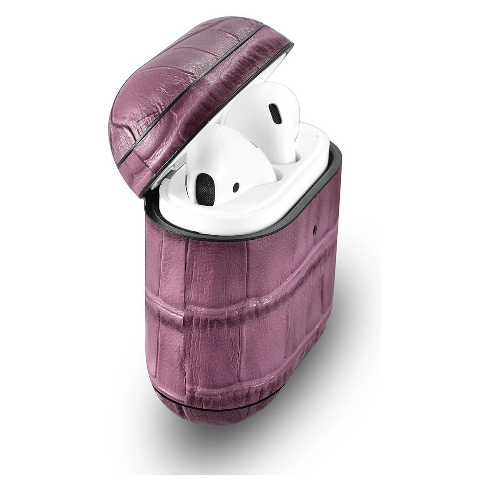 Etui iCarer Leather Bamboo Apple AirPods 2/1 fioletowy