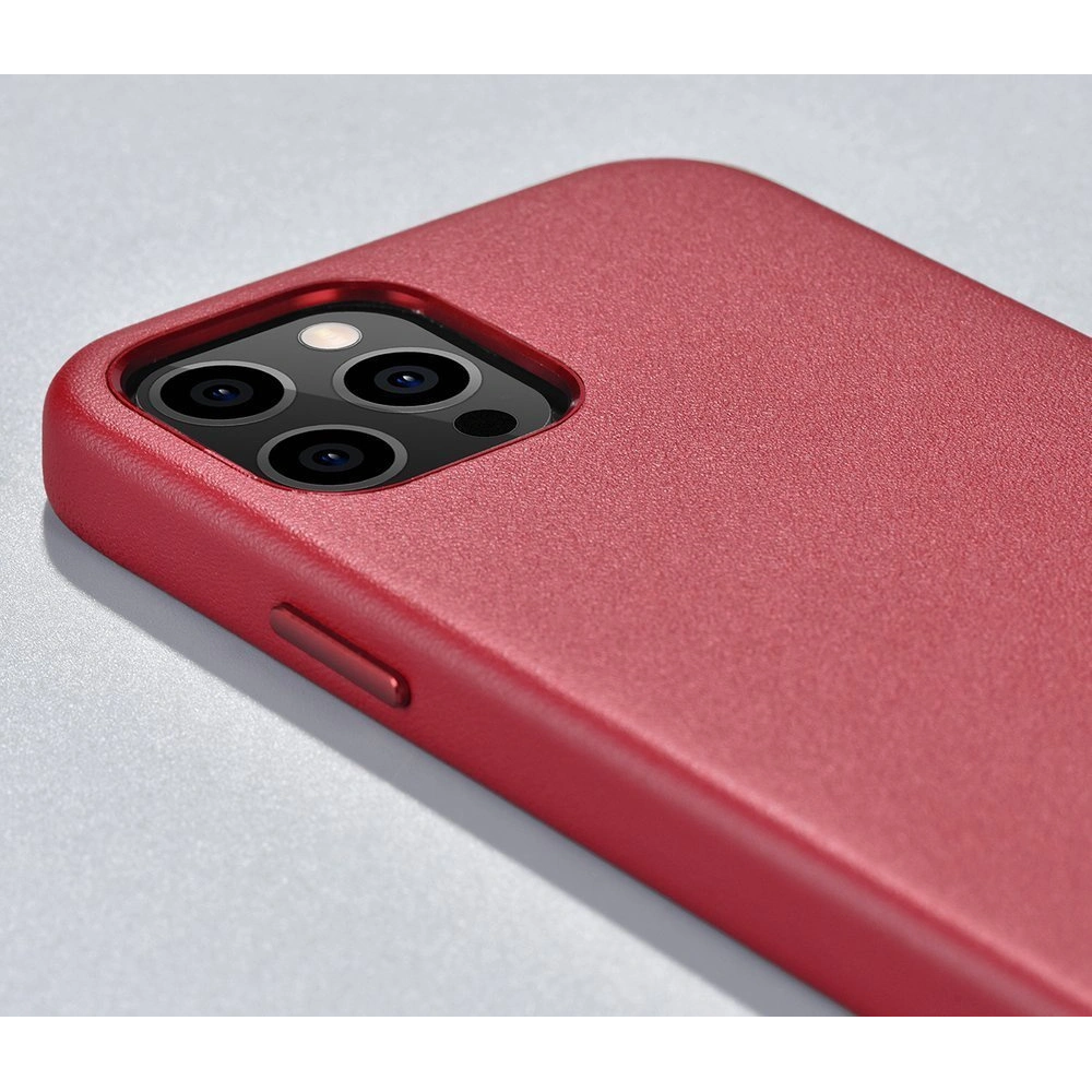 Etui iCarer Case Leather MagSafe Apple iPhone 12 mini czerwony