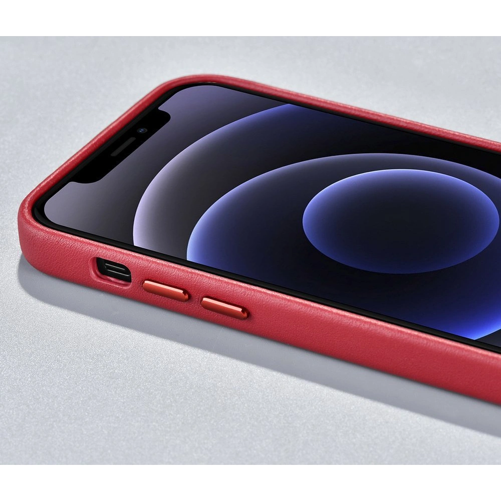 Etui iCarer Case Leather MagSafe Apple iPhone 12 mini czerwony