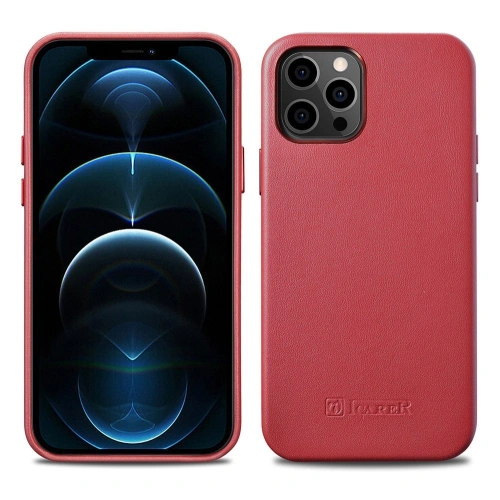 Buy iCarer Case Leather MagSafe Apple iPhone 12 Pro Max red - ICR274 - {ean13} - Home Screen Store Europe