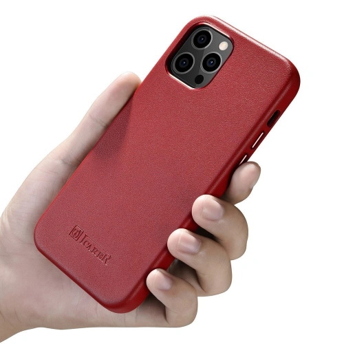 Buy iCarer Case Leather MagSafe Apple iPhone 12 Pro Max red - ICR274 - {ean13} - Home Screen Store Europe