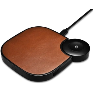 Kup Bezdrátová nabíječka iCarer Leather 2w1 Qi 10W pro telefon a Apple Watch hnědá - ICR276 - {ean13} - Sklep Home Screen