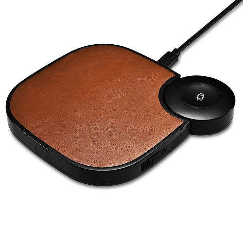 Kup Încărcător wireless iCarer Leather 2w1 Qi 10W pentru telefon și Apple Watch maro - ICR276 - {ean13} - Sklep Home Screen