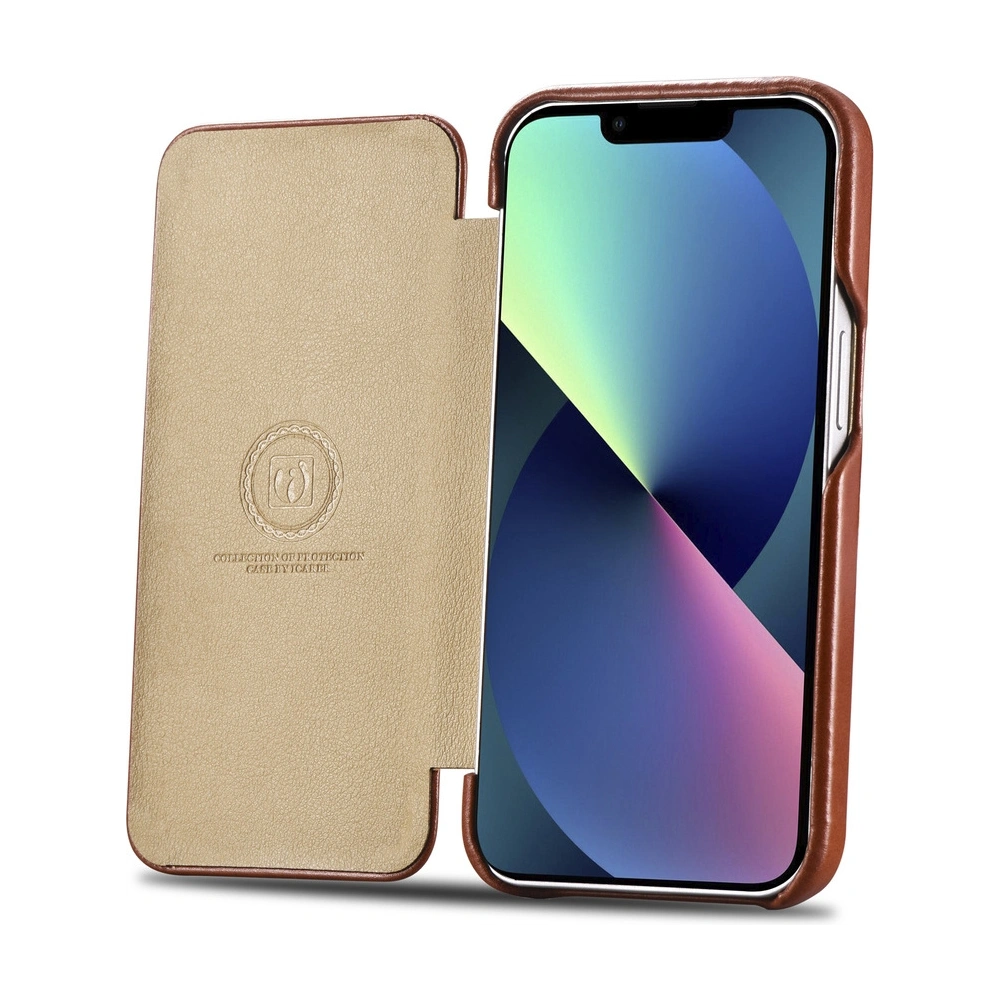 Etui iCarer Curved Edge Vintage Folio Apple iPhone 13 brązowy