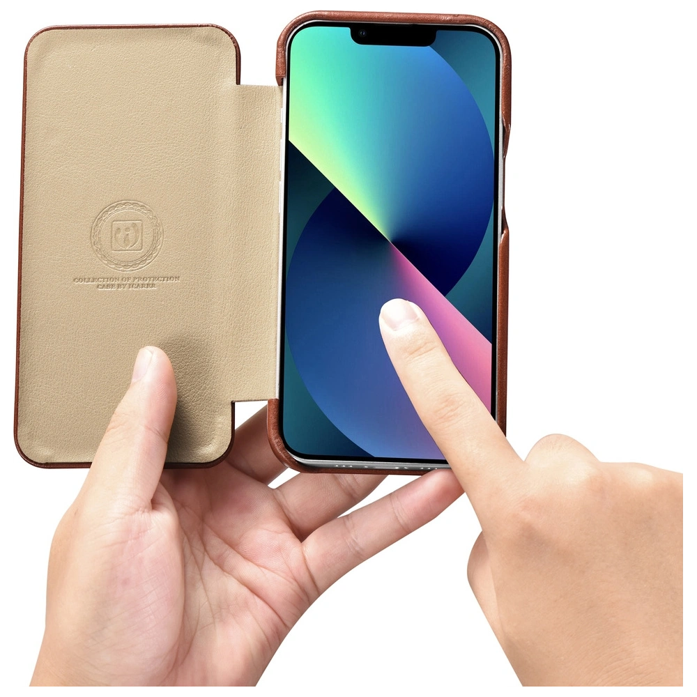 Etui iCarer Curved Edge Vintage Folio Apple iPhone 13 brązowy