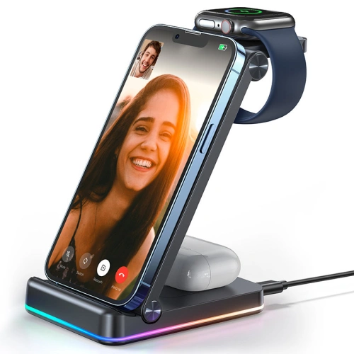 Kup Vezeték nélküli töltő Joyroom 3w1 iPhone-hoz, Watch-hoz, AirPods-hoz 15W fekete (JR-WQN01) - JYR574 - {ean13} - Sklep Home Screen