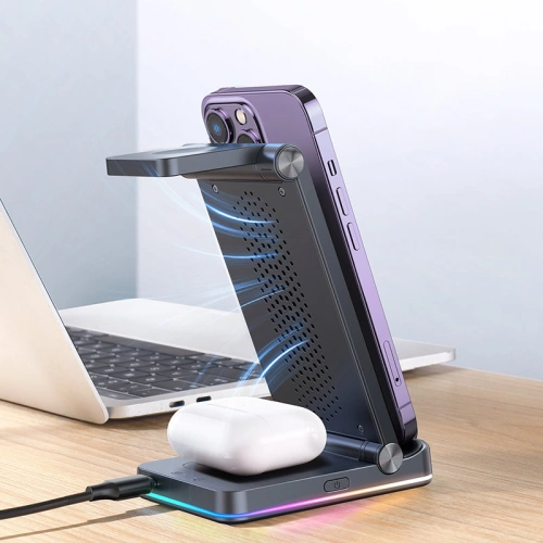 Buy Joyroom 3in1 wireless charger for iPhone, Watch, Airpods 15W stand black (JR-WQN01) - JYR574 - {ean13} - Home Screen Store Europe
