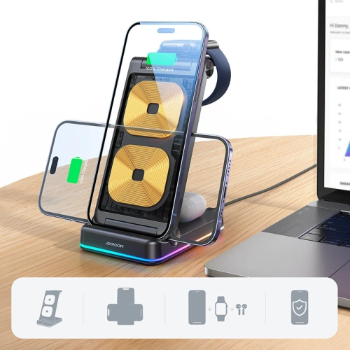 Kup Vezeték nélküli töltő Joyroom 3w1 iPhone-hoz, Watch-hoz, AirPods-hoz 15W fekete (JR-WQN01) - JYR574 - {ean13} - Sklep Home Screen