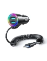 Încărcător auto Joyroom 3 în 1 + cablu USB-C 1.5m 17W negru (JR-CL24)