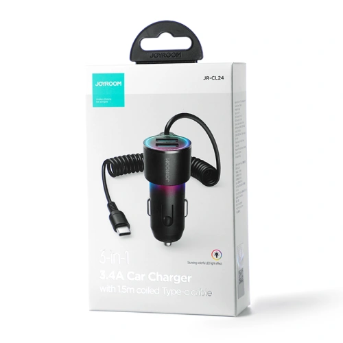 Kup Autonabíječka Joyroom 3w1 + USB-C kabel 1.5m 17W černá (JR-CL24) - JYR575 - {ean13} - Sklep Home Screen