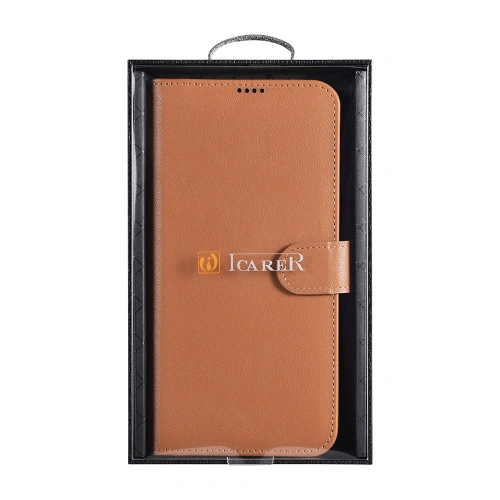 Buy iCarer Haitang Leather Wallet Samsung Galaxy S22+ Plus brown - ICR291 - {ean13} - Home Screen Store Europe