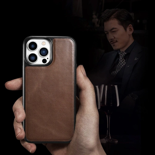 Kup Case iCarer Lederölwachs Apple iPhone 13 Pro Max braun - ICR302 - {ean13} - Sklep Home Screen
